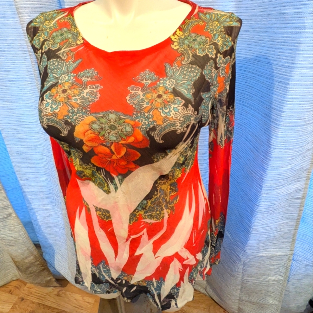 Vintage Floral Long Sleeve Top - XL